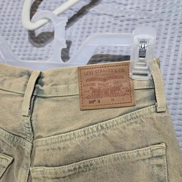 Levi’s Premium Women’s 501 Skinny Jeans 24x30 Cloudy Khaki Button Fly - Picture 7 of 9